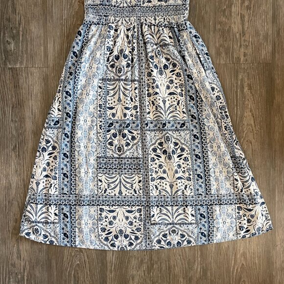 Old Navy Waist-Defined Midi Dress in Blue Paisley - Picture 9 of 10